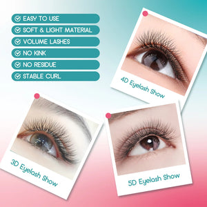 W-Shaped 3D Volume Eyelash Extensions 0.07mm Thickness